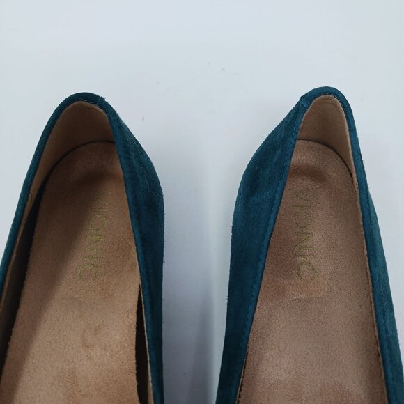 Vionic POSEY Suede Perforated Pointed Toe Flats Size 8 Turquoise Teal - Picture 4 of 12